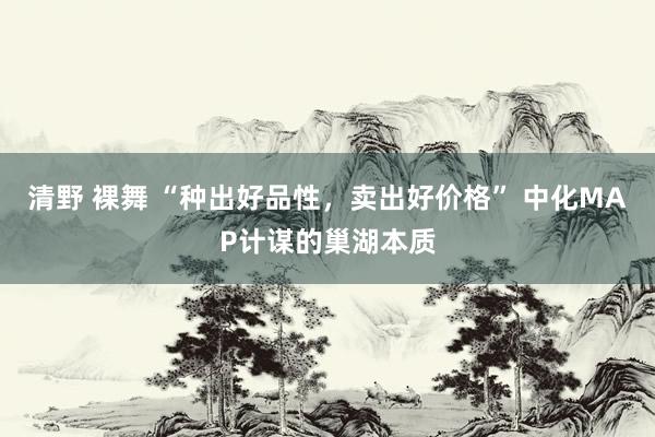 清野 裸舞 “种出好品性，卖出好价格” 中化MAP计谋的巢湖本质