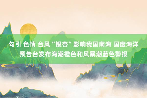 勾引 色情 台风“银杏”影响我国南海 国度海洋预告台发布海潮橙色和风暴潮蓝色警报